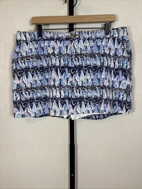 Lilly Pulitzer Colette Skort Womens 14 Blue Sailboats Coastal Preppy Activewear